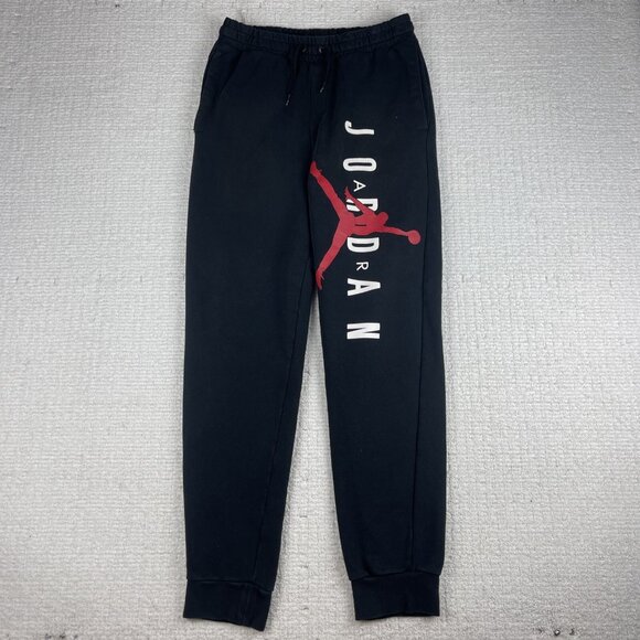 Nike Air Jordan Sweatpants Men S Black Graphic Jumpman Jogger CZ1665-010 - Picture 1 of 16